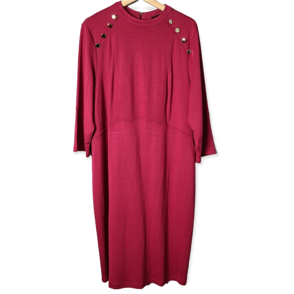 Eloquii Button Detail Raspberry Stretch Ponte Kni… - image 1